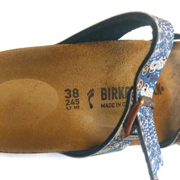 Birkenstock Womens Size 7 Franca Birko-Flor Sandals Kenja Blue Narrow Fit EU 38 - Picture 4 of 10